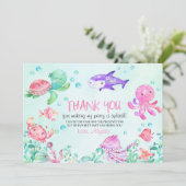 Splash onder het Zee Verjaardag Dank u kaart (Staand voorkant)