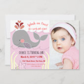 Splash over walvis 1st Birthday Invitation Kaart (Voorkant)