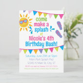 Splash Pad Birthday Party nodigt uit Kaart (Staand voorkant)