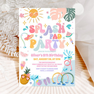 Splash Pad Feest Zwembad Feest Zomer Verjaardag Kaart