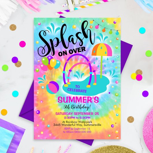 Splash Pad Party Invitation Waterpark Birthday Kaart