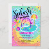 Splash Pad Party Invitation Waterpark Birthday Kaart (Voorkant)
