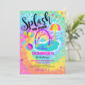Splash Pad Party Invitation Waterpark Birthday Kaart (Staand voorkant)