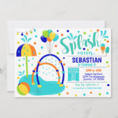 Splash Pad Uitnodiging Waterpark Verjaardag Jongen (Voorkant)