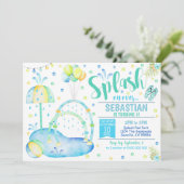 Splash Pad Uitnodiging Waterpark Verjaardag Jongen (Staand voorkant)