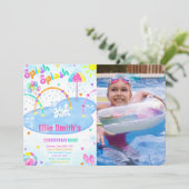 Splash Pad Verjaardag Foto uitnodiging (Staand voorkant)