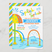 Splash Pad Verjaardag Uitnodiging / Waterpark / Jo (Voorkant / Achterkant)