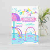 Splash Pad Verjaardag Uitnodiging / Waterpark / Me (Staand voorkant)