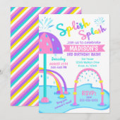Splash Pad Verjaardag Uitnodiging / Waterpark / Me (Voorkant / Achterkant)