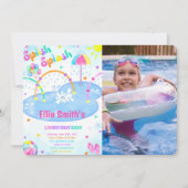 Splash Pad Verjaardagsfoto Uitnodiging (Voorkant)