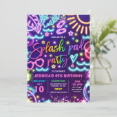 Splash Pad Waterpark Birthday Party Tie Dye Glow Kaart (Staand voorkant)