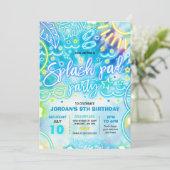Splash Pad Waterpark Birthday Party Tie Dye Glow Kaart (Staand voorkant)