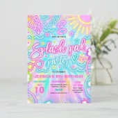 Splash Pad Waterpark Birthday Party Tie Dye Glow Kaart (Staand voorkant)