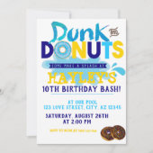 Splash Pool Dunk in Donut Party Birthday Kaart (Voorkant)