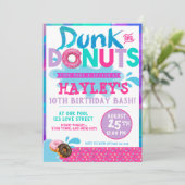 Splash Pool Dunk n Donut met Sprinkles Party Kaart (Staand voorkant)