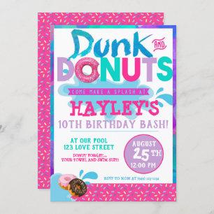 Splash Pool Dunk n Donut met Sprinkles Party Kaart