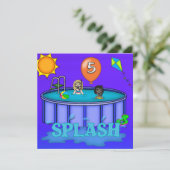 "Splash" Pool Feestje 5e Verjaardag Kaart (Staand voorkant)