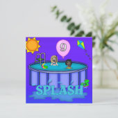 "Splash" Pool Feestje 9e Verjaardag Kaart (Staand voorkant)