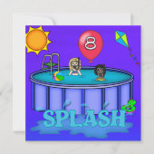 "Splash" Pool Party 8e verjaardag Kaart (Voorkant)