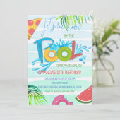 Splash Pool Party Birthday Invitation Kaart (Staand voorkant)
