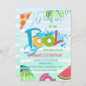 Splash Pool Party Birthday Invitation Kaart (Voorkant / Achterkant)