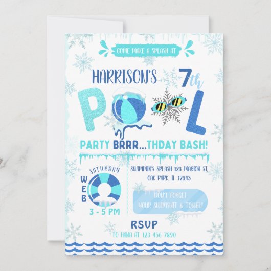 Splash Pool Party Boy Zwemmen Verjaardag Kaart (Voorkant)