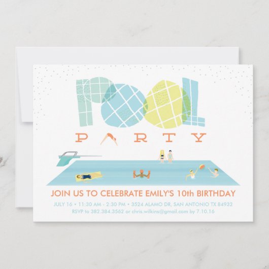 Splash Pool Party Kaart (Voorkant)