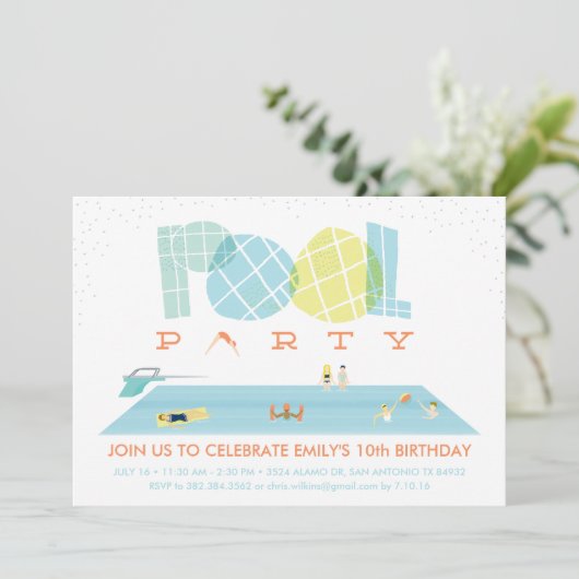 Splash Pool Party Kaart (Staand voorkant)