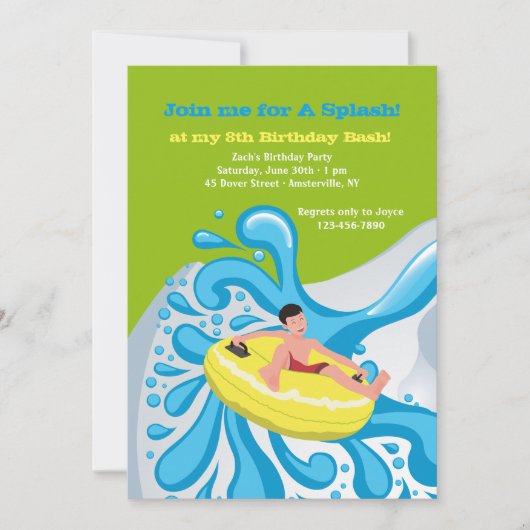 Splash Ride Invitation Kaart (Voorkant)