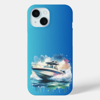 Splash Ride Watercolor Speedboot Avontuur iPhone 15 Case
