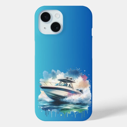 Splash Ride Watercolor Speedboot Avontuur Case-Mate iPhone Case (Achterkant)