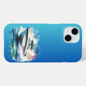 Splash Ride Watercolor Speedboot Avontuur Case-Mate iPhone Case (Achterkant (horizontaal))