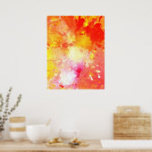 'Splash' Roze en Oranje Abstract Poster afdrukken (Keuken)