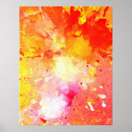 'Splash' Roze en Oranje Abstract Poster afdrukken