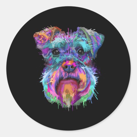 Splash Schnauzer Ronde Sticker (Voorkant)