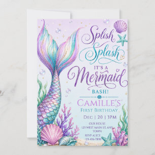 Splash Splash Het is een Meermin Verjaardagsfeest Kaart