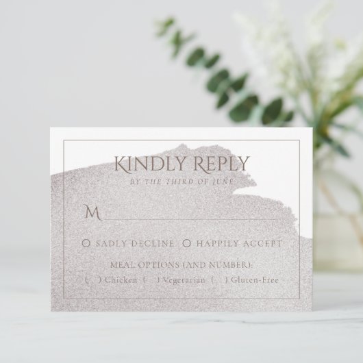 Splash van Beige | Elegante Taupe Waterverf Entree RSVP Kaartje (Staand voorkant)