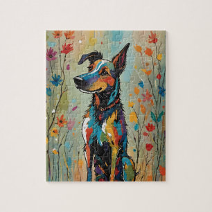 Splash van kleur hond puzzel
