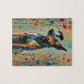 Splash van kleur hond puzzel legpuzzel (Horizontaal)