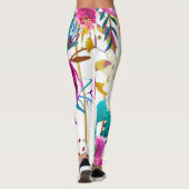Splash van Kleur Waterverf Bloemen Custom Leggings (Achterkant)