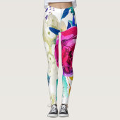 Splash van Kleur Waterverf Bloemen Custom Leggings (Voorkant)