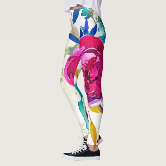 Splash van Kleur Waterverf Bloemen Custom Leggings (Links)
