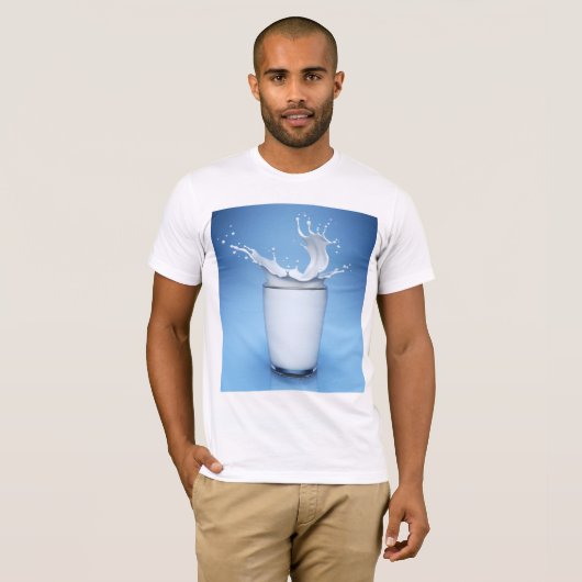 Splash van melk in Mannen T-shirt van de Drink van (Voorkant volledig)