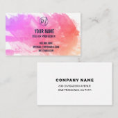 Splash van Paarse en roze Jouw naam & Titel, ZEA Visitekaartje (Voorkant / Achterkant)