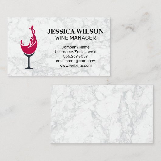 splash van rode wijnglas visitekaartje (Voorkant / Achterkant)