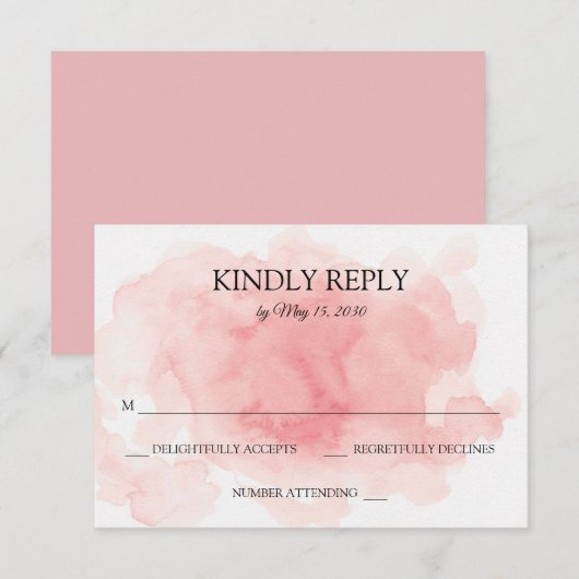 Splash van Roze Bruiloft RSVP Kaart (Voorkant / Achterkant)