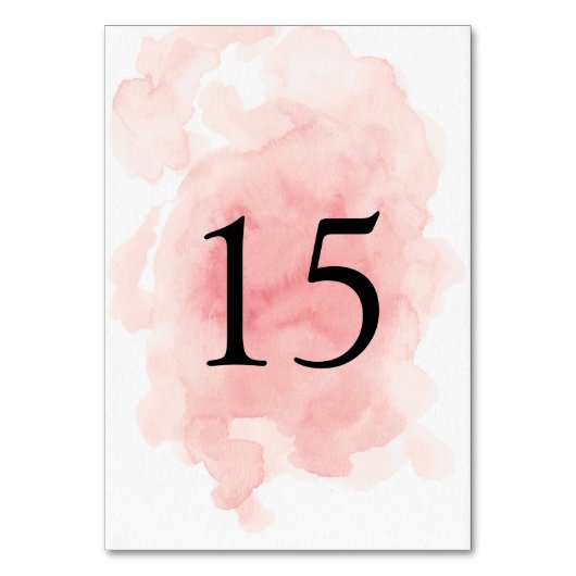 Splash van Roze Trouwtafel Nummer Kaart (Voorkant)