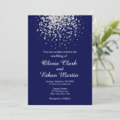Splash van Silver Glitter op Royal Blue Kaart (Staand voorkant)