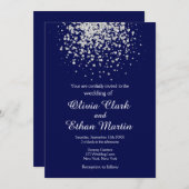 Splash van Silver Glitter op Royal Blue Kaart (Voorkant / Achterkant)