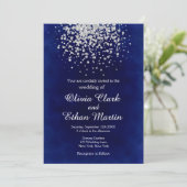 Splash van Silver Glitter op Royal Blue Kaart (Staand voorkant)